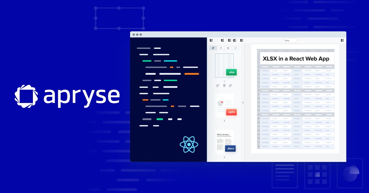 aprysesolutions's tweet image. Are you looking for a React XLSX Viewer?

Learn how to view #MicrosoftOffice documents in a #React file viewer using Apryse’s #WebViewer. This  includes Microsoft #Word, #Excel, and #PowerPoint formats, and legacy formats like DOC, XLS, and PPT: ow.ly/3rtV50QiS84