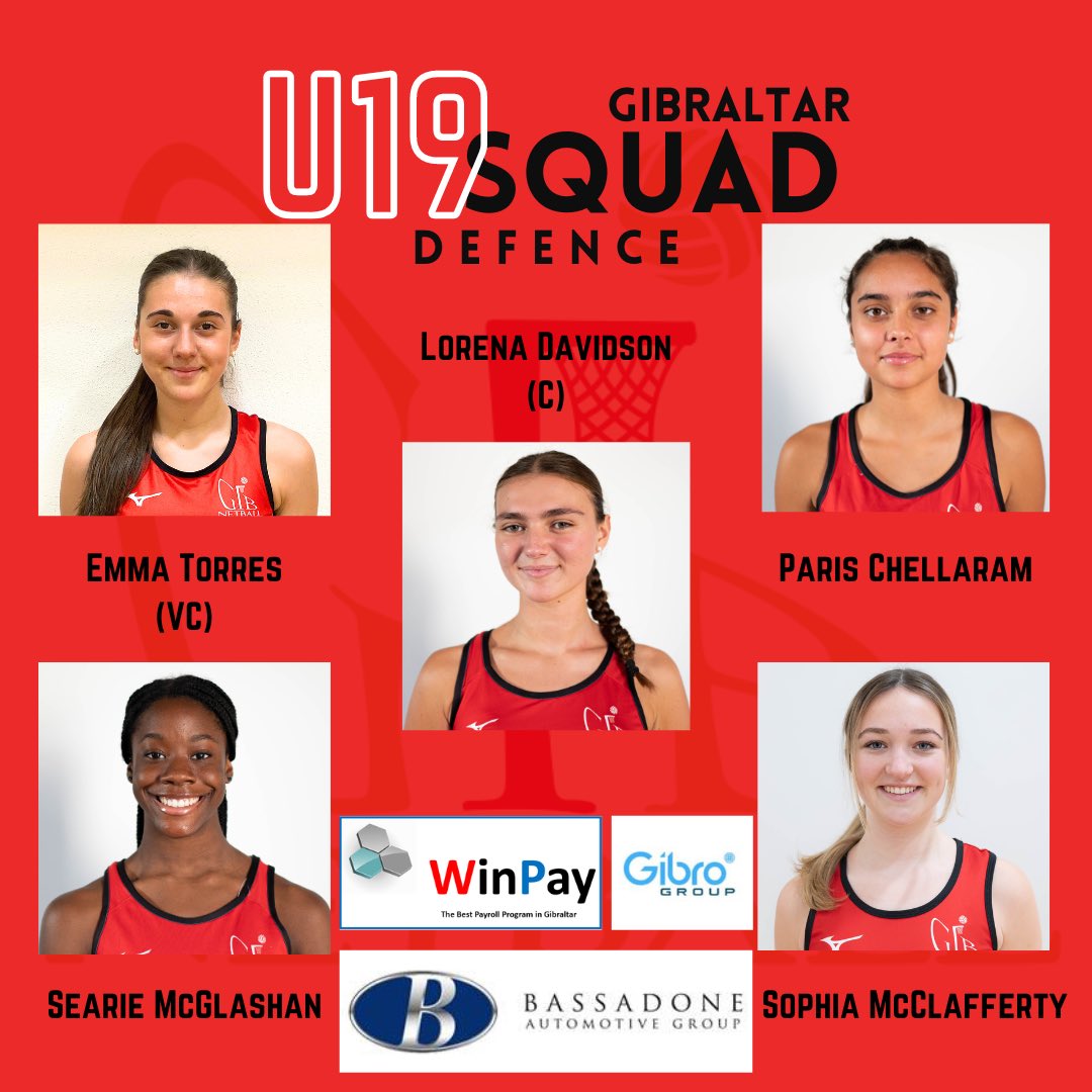 Introducing our Defenders for the @EuropeNetball U19 Pilot training event being held this weekend in Loughborough! 🇬🇮 📸 @noellelaguea (some) A huge thank you to these companies for sponsoring our players🙌🏽 We can’t wait! #GibNetball #U19s #StrongerTogether