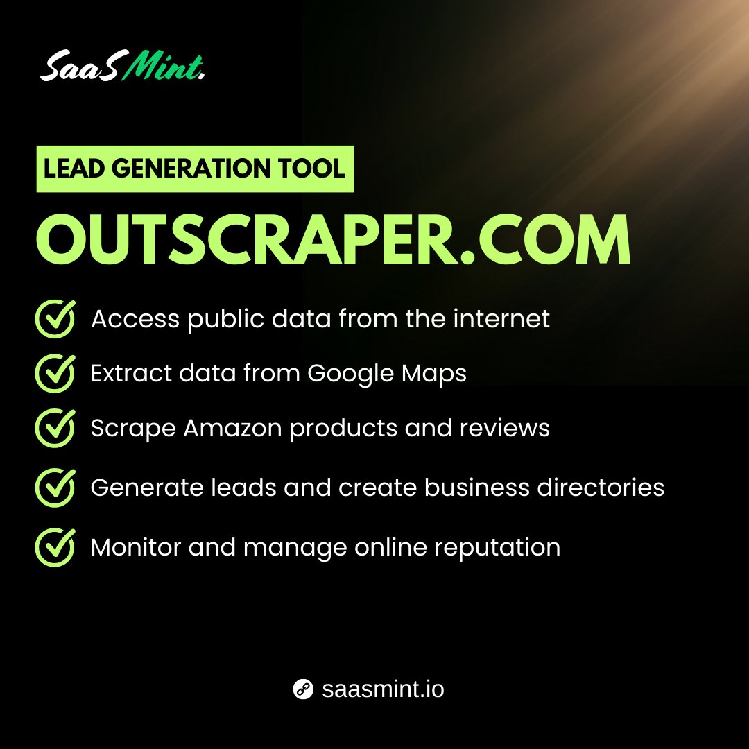 SaasMint's tweet image. Outscraper - Your Gateway to Public Data.
#WebScraper #Scraper #ScrapingTool #Outscraper #ScrapeData #SaaSMint