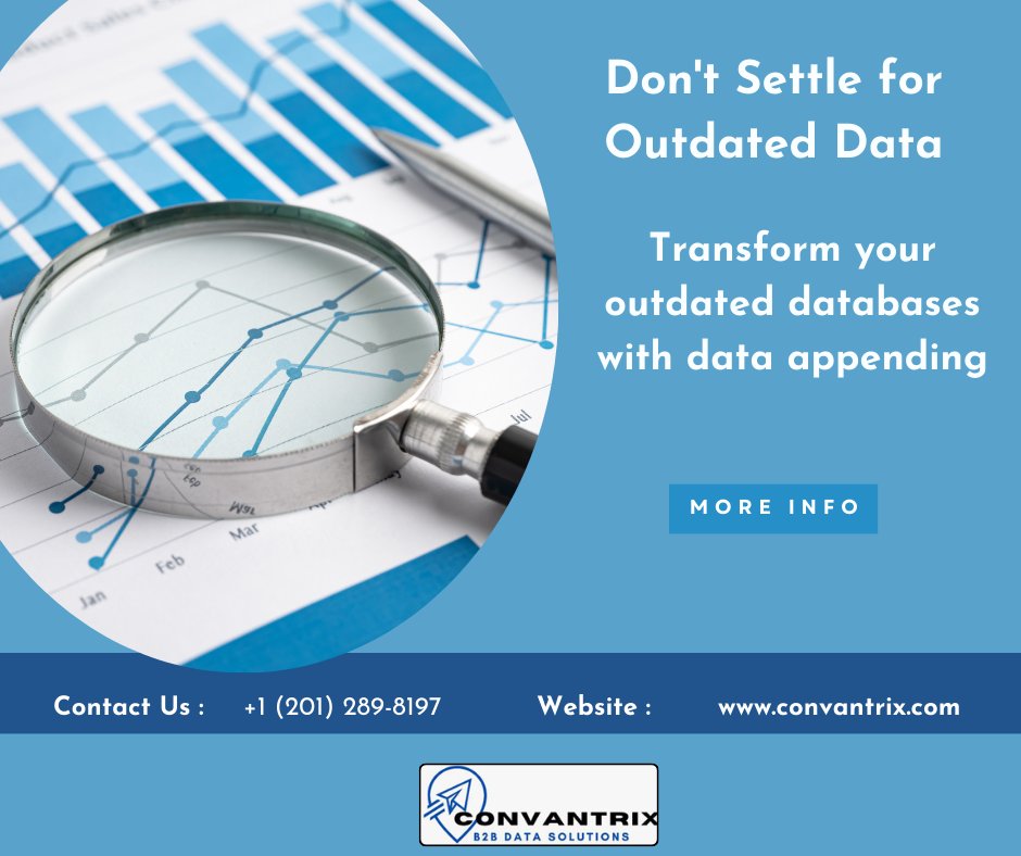 Convantrix_'s tweet image. Don&apos;t let outdated data hold you back! Convantrix helps refresh your #database with accurate, up-to-date information. Stay ahead with reliable data.

#DataEnhancement #ListValidation #CleanData #DataQuality #EmailCampaigns #LeadGeneration  #ValidEmailList #EmailAccuracy #B2bleads