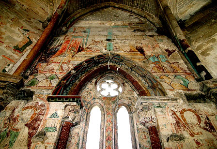 Artajona. Iglesia de San Saturnino. Pintura del paño central del ábside. Arte Gótico en Navarra (España)  #arquitectura