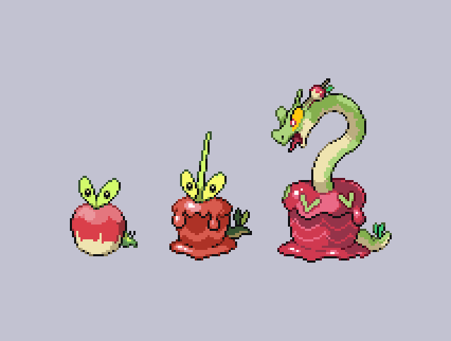 ポケモン「#pixelart #ドット絵 #ポケモンSV カジッチュ・カミッチュ・カミツオ」|オニガシラ銀角のイラスト