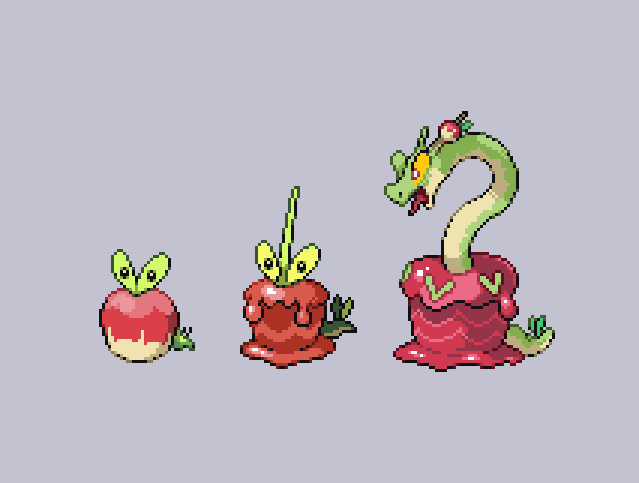 #pixelart #ドット絵 #ポケモンSV カジッチュ・カミッチュ・カミツオロチ。 まだ進化するんですねぇ・・・