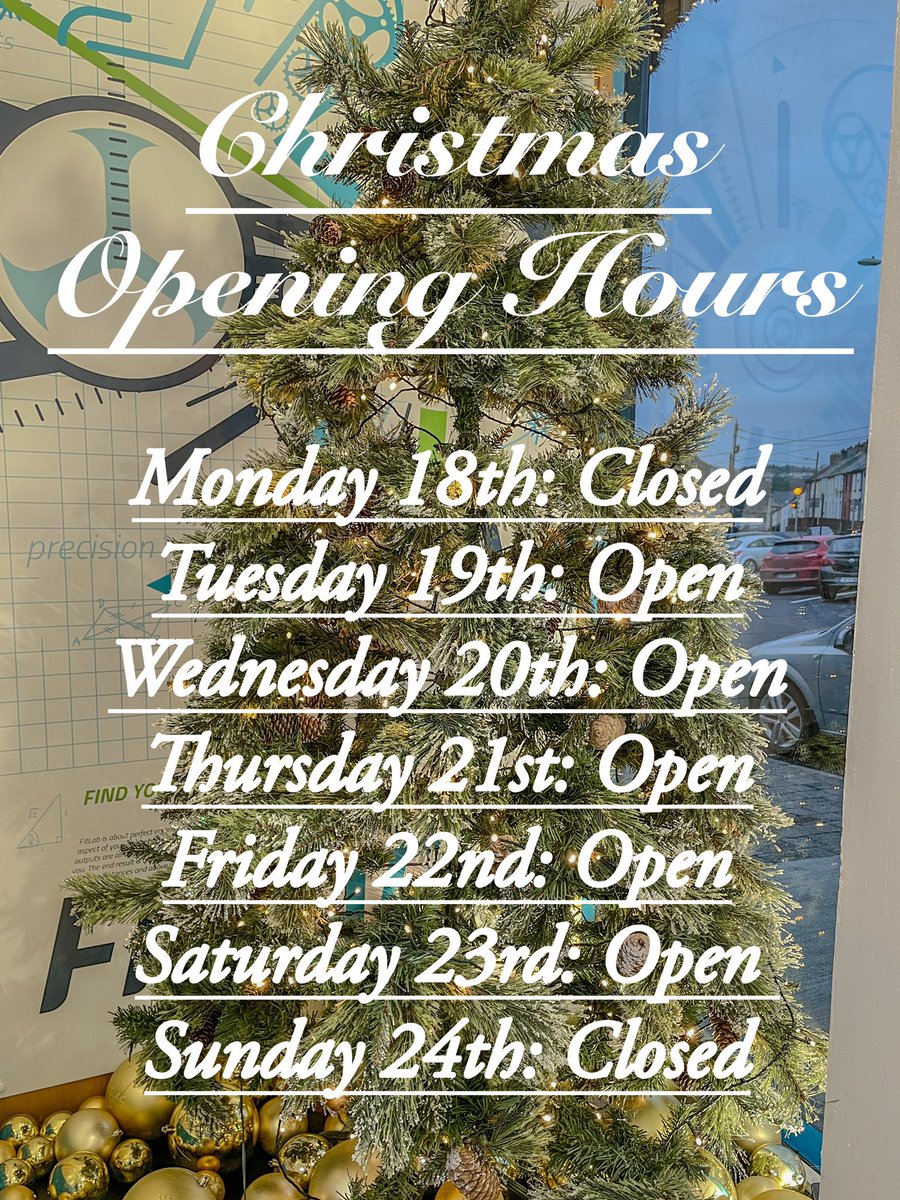 Opening hours for next week. 🎄