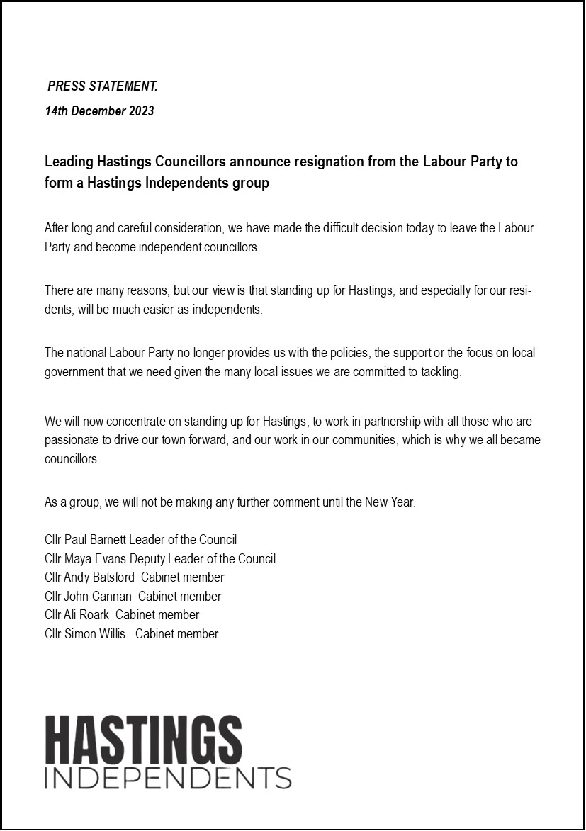 🚨BREAKING: Hastings Borough Council Leader, Deputy Leader and 4 other Cabinet Members have resigned from the Labour Party. In the past few months, the party has lost control of Burnley Council, Oxford council and Norwich council. We're looking at 70+ councillor resignations.