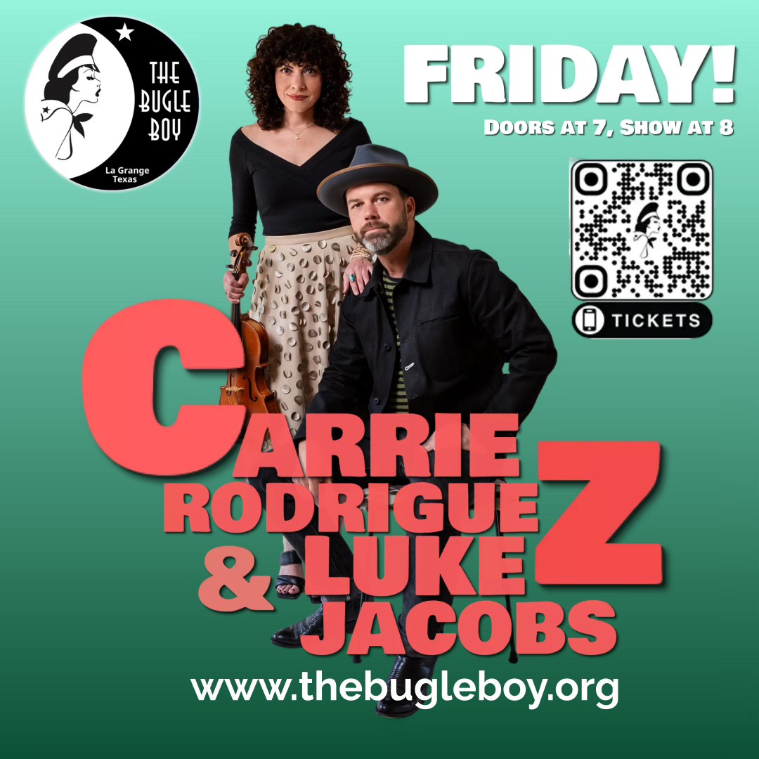 The Bugle Boy (@bugleboytx) on Twitter photo Our FINAL show of 2023 features the fabulous duo <a href="/carriemusictx/">Carrie Rodriguez</a> and #lukejacobs Join us! In #lagrangetx or online via #livewebcast
thebugleboy.org/tickets Our FINAL show of 2023 features the fabulous duo <a href="/carriemusictx/">Carrie Rodriguez</a> and #lukejacobs Join us! In #lagrangetx or online via #livewebcast
thebugleboy.org/tickets
