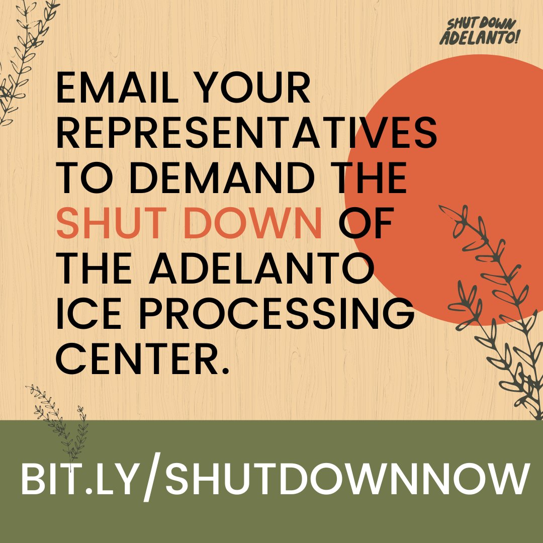 For 11+ years, the Shut Down Adelanto Coalition has advocated for the shutdown of the toxic and inhumane ICE processing center. We are now hopeful the day is near. Help us ensure the closure by demanding your representatives stand with us. bit.ly/SHUTDOWNNOW