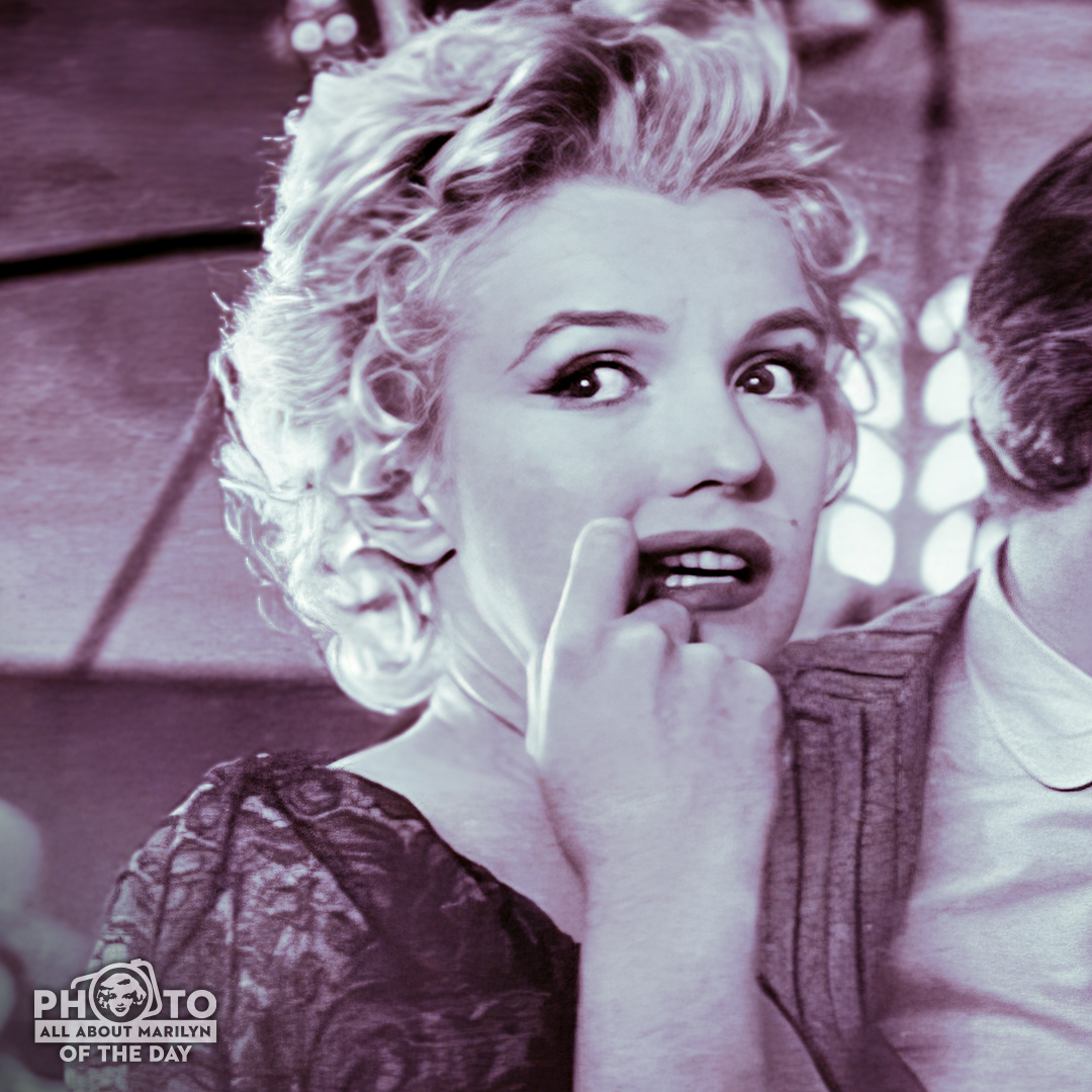 MARILYN MONROE PHOTO OF THE DAY — Marilyn on the set of #BusStop nibbling her finger. What do you think she's thinking? #ThursdayThink 💋. #Photooftheday #MarilynMonroePhotos #AllAboutMarilyn #MarilynMonroe #marilyn #Hollywood #OldHollywood #blonde #moviestar