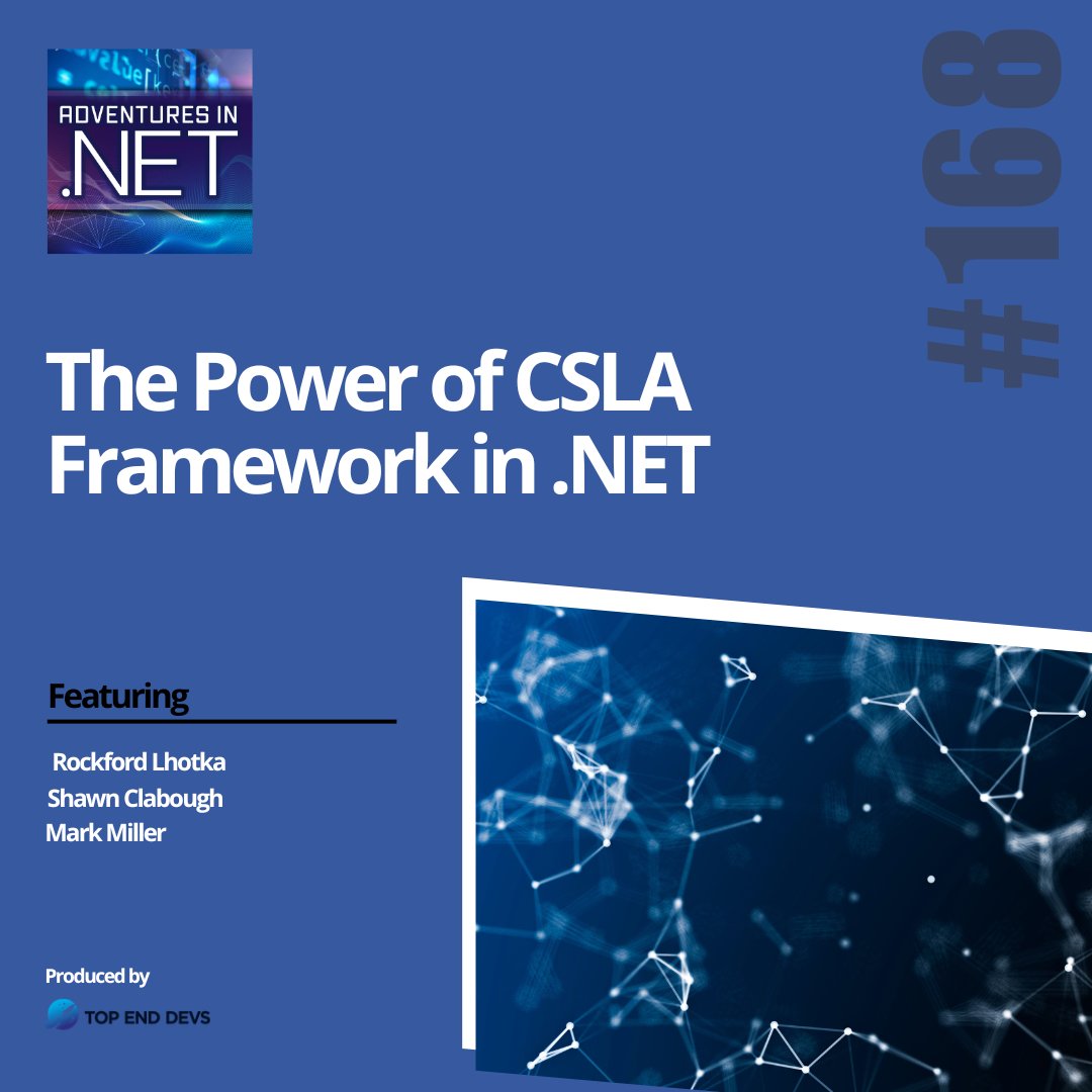 Check out this week's episode of #AdventuresinNET with @RockyLhotka #NET: The Power of CSLA Framework in .NET rfr.bz/t8sda12