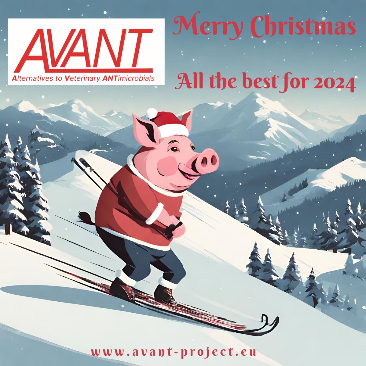 Merry #Xmas2023 from our cute little friends 🐷🐖 @project_avant and its partners wish you all the best for 2⃣0⃣2⃣4⃣ ‼️. May the new year be full of health, happiness and prosperity !!! #h2020 #animalhealth #onehealth #AMR #PublicHealth