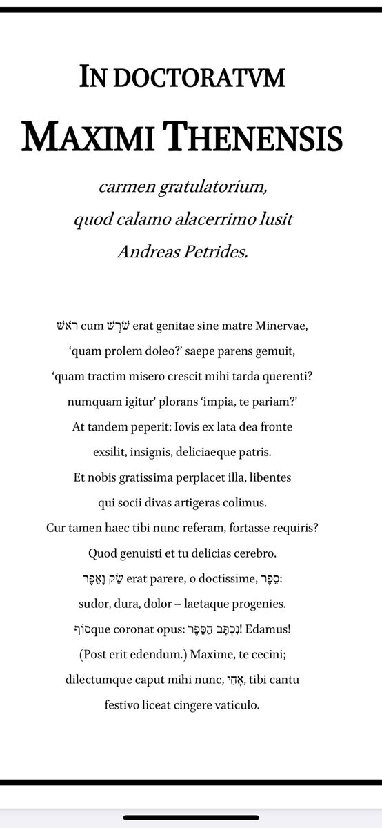 Nunc est gratulandum! Ante paucos dies, Maximus meus (<a href="/MMaleux/">Maxime Maleux</a>), cum doctissime de rebus Hebraicis disseruisset, doctoratum obtinuit.