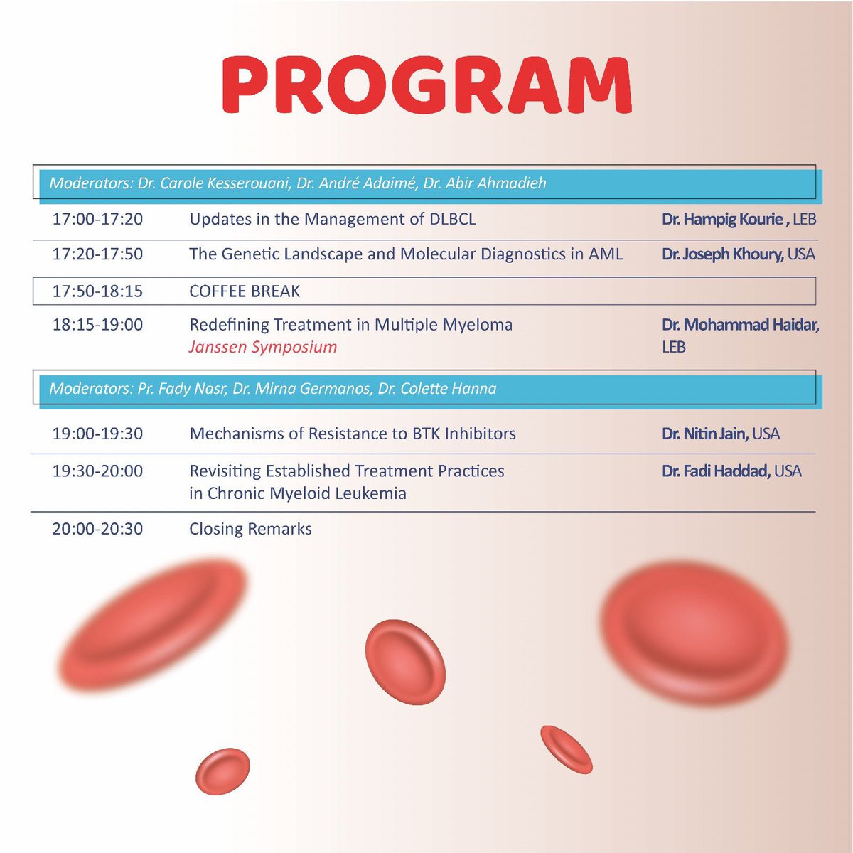 SciencePRO2012's tweet image. Join us tomorrow for the 4th Advanced Course in Molecular Biomarkers in Hematology at Citea Hotel Achrafieh!! you can join us virtually on zoom: us06web.zoom.us/webinar/regist…

#hematologycourse #biomarkers #advancedlearning #medicalinnovation #sciencepro #meeting #beirut #lebanon