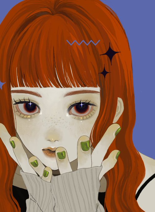 「green nails portrait」 illustration images(Latest)