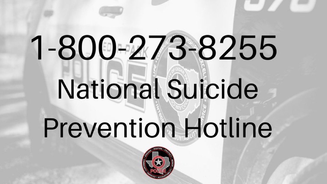 We know the holiday season can be a really tough time for some folks. Please know you're not alone. It's okay not to be okay. There is ALWAYS help available. You can call @800273TALK 24 hours a day, 7 days a week. We are here for you #CedarPark💙 #SuicidePrevention