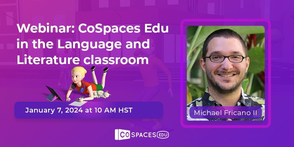 Delightex_Edu's tweet photo. π Learn how CoSpaces Edu can revolutionize Language & #Literature teaching with our guru ambassador, @EdTechnocation. Mark your calendar for January 7th β sign up here π https://t.co/IReDtY0pgC πβοΈ #ARVRinEdu #ELearning #EdTechInsights https://t.co/TcZ0gOHmfT