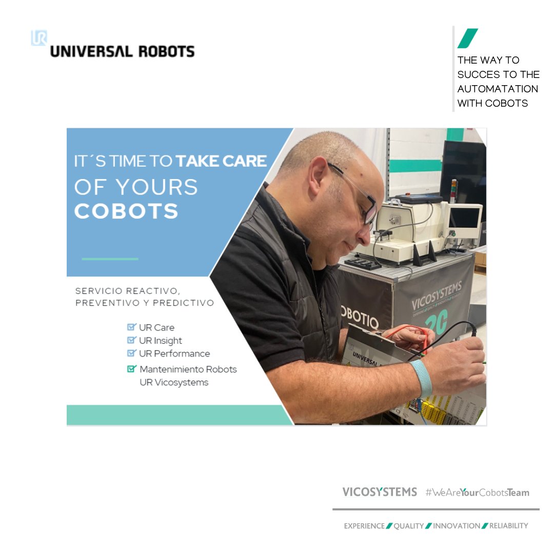 Es tiempo de checkear y mantener en forma tu #cobot 
Des de <a href="/universalrobots/">Universal robotic</a> y <a href="/Vicosystems/">VicoSystems</a> ponemos a disposición de las empresas una serie de servicios de mantenimiento que se adaptan a las necesidades de tu cobot en cada momento.