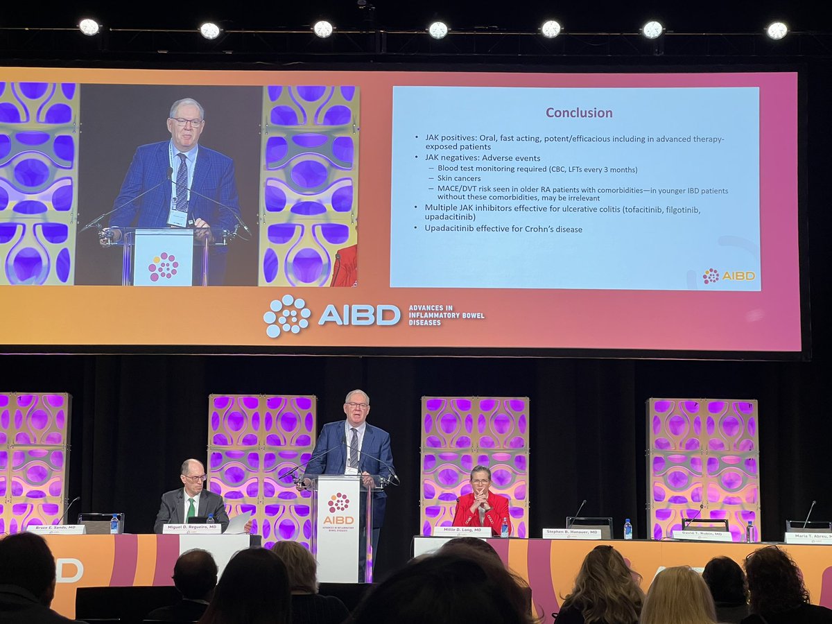 Amanda Johnson, MD (@amjohnsonmd) on Twitter photo Excellent overview of JAK inhibitors by <a href="/EdwardLoftus2/">Edward Loftus</a> #AIBD2023
✅Highly effective even in bio-exposed
✅Rapid onset, many seeing response within 2 weeks
✅MACE risk likely negligible in pts <65, w/o CV risk factors, who are not smokers
❌ avoid use in smokers Excellent overview of JAK inhibitors by <a href="/EdwardLoftus2/">Edward Loftus</a> #AIBD2023
✅Highly effective even in bio-exposed
✅Rapid onset, many seeing response within 2 weeks
✅MACE risk likely negligible in pts <65, w/o CV risk factors, who are not smokers
❌ avoid use in smokers