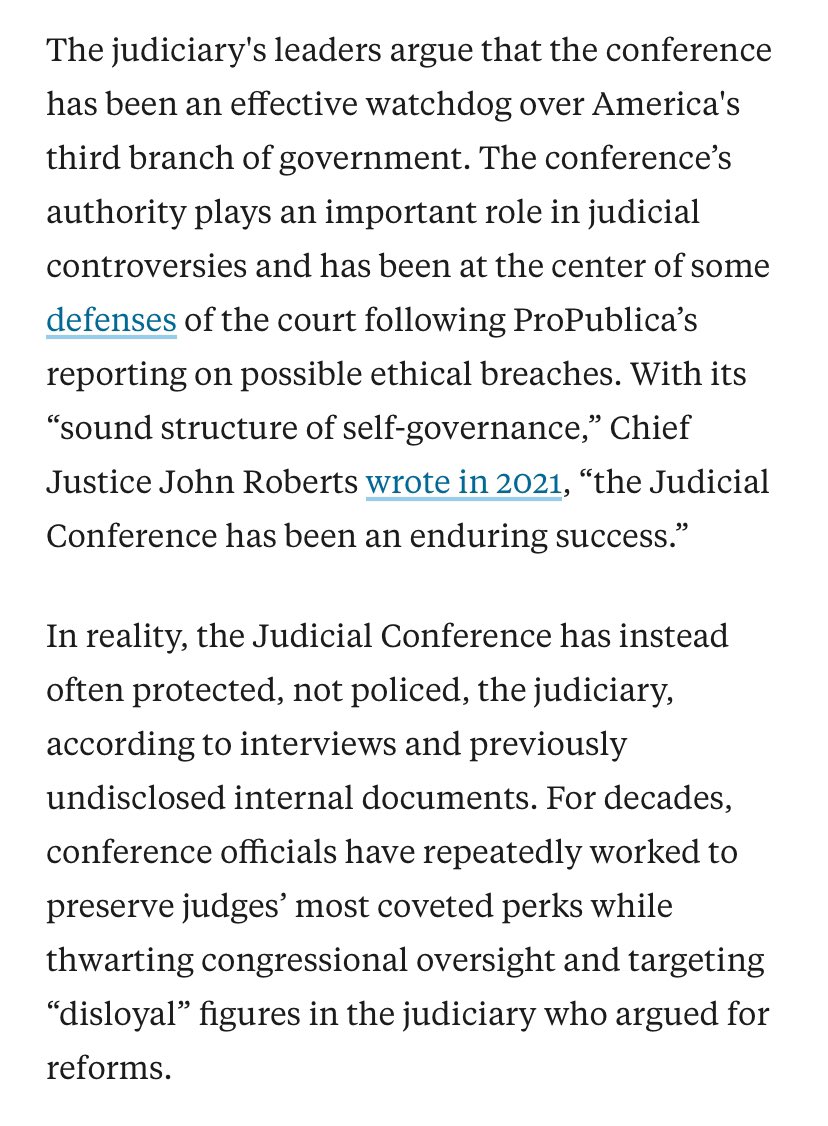 Federal judges maintain they have rigorous oversight of their finances/ethics to prevent bias/conflicts … @BrettMmurphy @kirstenberg got inside to take a look and guess what? (Ok you probably guessed) propublica.org/article/judici…