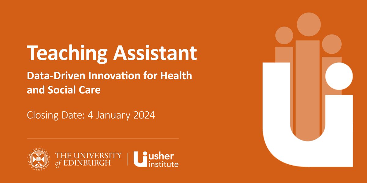 Join us! We are #hiring here at the Usher Institute. #Vacancy: Teaching Assistant Data-Driven Innovation for Health and Social Care @HSCDDITalent Closing date: 04 Jan 2024 Further details: buff.ly/3Ccfeuh