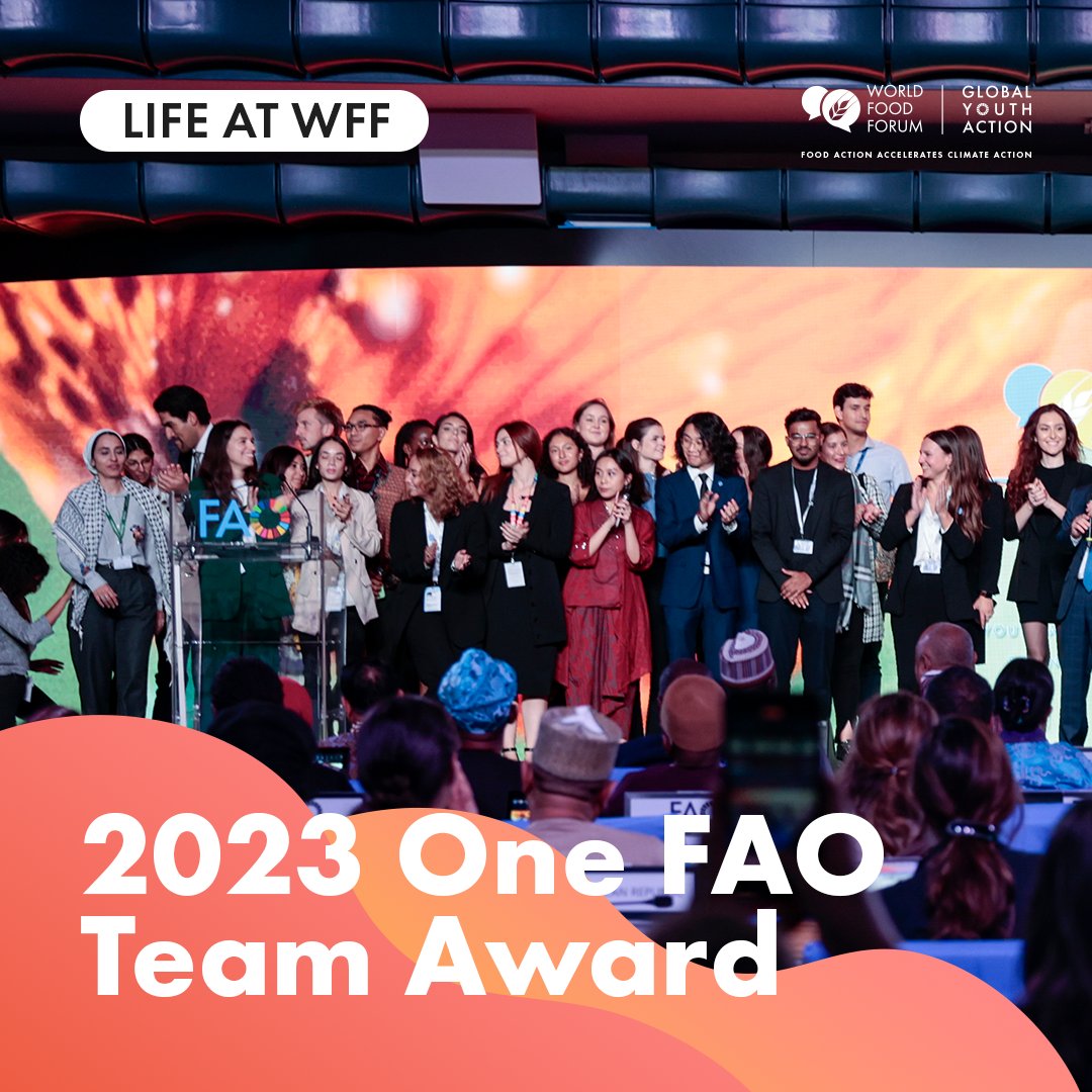 World_FoodForum's tweet image. Celebrating a monumental win with the World Food Forum 2023 team! 🏆

🌍 Honored to receive the 2023 One FAO Team Award, a testament to our collective dedication and teamwork to creating a better #food future for all.

#WorldFoodForum #FoodAction #ClimateAction #OneFAO