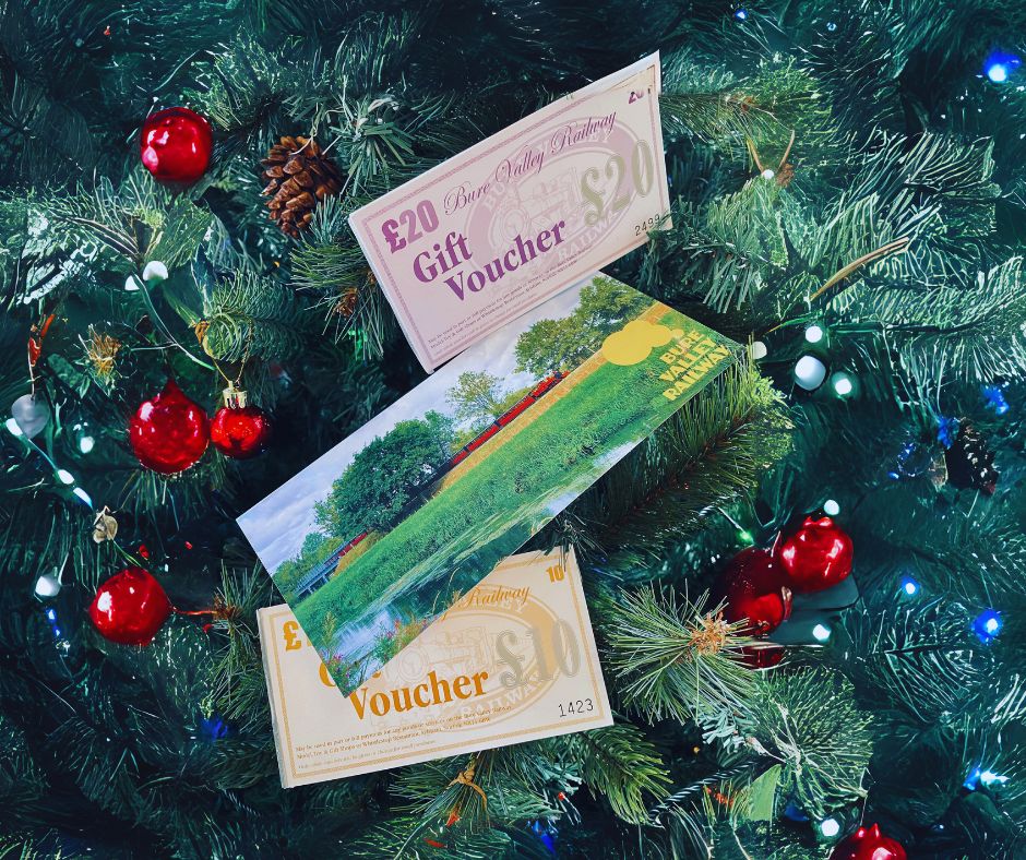 Bure Valley Railway Gift Vouchers – The Perfect Gift for Your Loved Ones!🎁 With no expiry date, our gift vouchers can be used for train tickets, afternoon tea in our cafe, and model railway purchases. Vouchers can be posted or collected from Aylsham bvrw.co.uk/shop/vouchers/