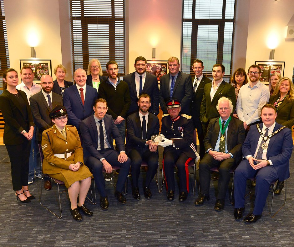 BLKBOXFITNESS's tweet image. Our team attended the presentation of The King's Awards for Enterprise hosted by @ANBorough.

It was a special moment receiving the award, presented by His Majesty’s Lord Lieutenant for County Antrim, Mr David McCorkell KStJ to our Founder, Gregory Bradley. 

#BuiltBetter