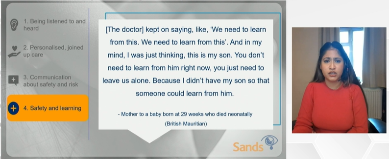 babylifeline's tweet photo. @SandsUK @mbrrace Incredibly moving presentation from Mehali Patel with learning from the @SandsUK listening project. Thank you to all families that shared their stories. We are listening and we hear you. 

#SaferBirths https://t.co/29urSq6lxo