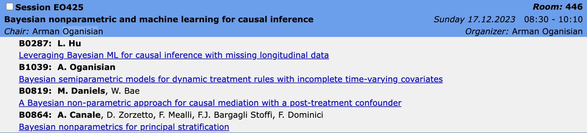 Arman Oganisian (@stablemarkets) on Twitter photo En route to CMStatistics in Berlin, Germany.
If you're interested in Bayesian nonparametric methods for causal effect estimation, come check out our session with Mike Daniels, Liangyuan Hu (<a href="/lyhuStatree/">Liangyuan Hu</a>), and Antonio Canale (<a href="/tonycanale_/">Antonio Canale</a>)
<a href="/CFECMStatistics/">CFE-CMStatistics</a> <a href="/BrownBiostats/">Brown Biostatistics</a> En route to CMStatistics in Berlin, Germany.
If you're interested in Bayesian nonparametric methods for causal effect estimation, come check out our session with Mike Daniels, Liangyuan Hu (<a href="/lyhuStatree/">Liangyuan Hu</a>), and Antonio Canale (<a href="/tonycanale_/">Antonio Canale</a>)
<a href="/CFECMStatistics/">CFE-CMStatistics</a> <a href="/BrownBiostats/">Brown Biostatistics</a>