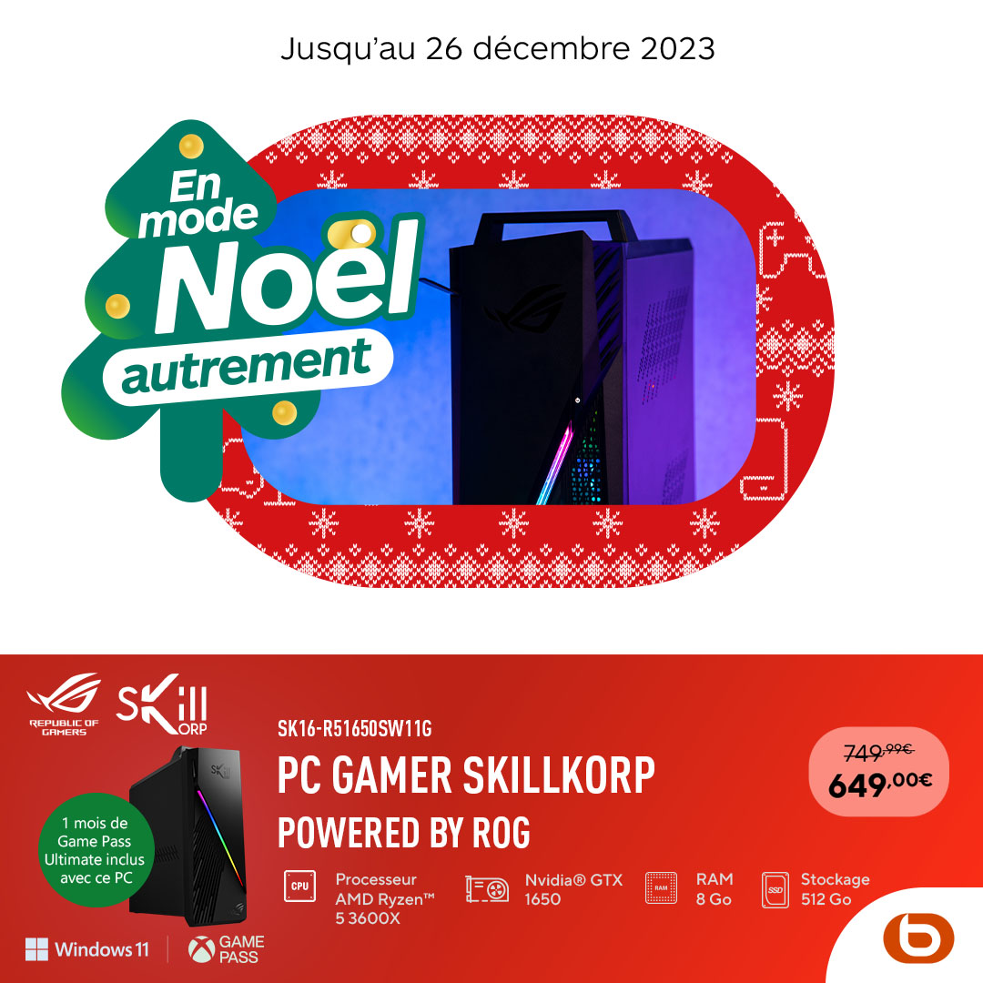 boulanger's tweet photo. Offrez-vous un Noël inoubliable avec @boulanger et l'ordinateur Skillkorp SK16-R51650S W11G 🎄
Avec son châssis de 29 litres et sa RTX 1650 SUPER il sera votre l'allié idéal pour commencer le #gaming 🎁
Vivez une aventure exceptionnelle avec #Skillkorp ! 🤩