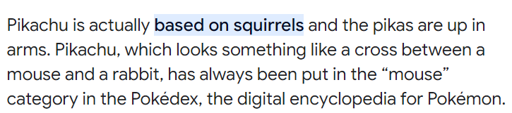 Pikachu is actually based on squirrels and the pikas are up in arms