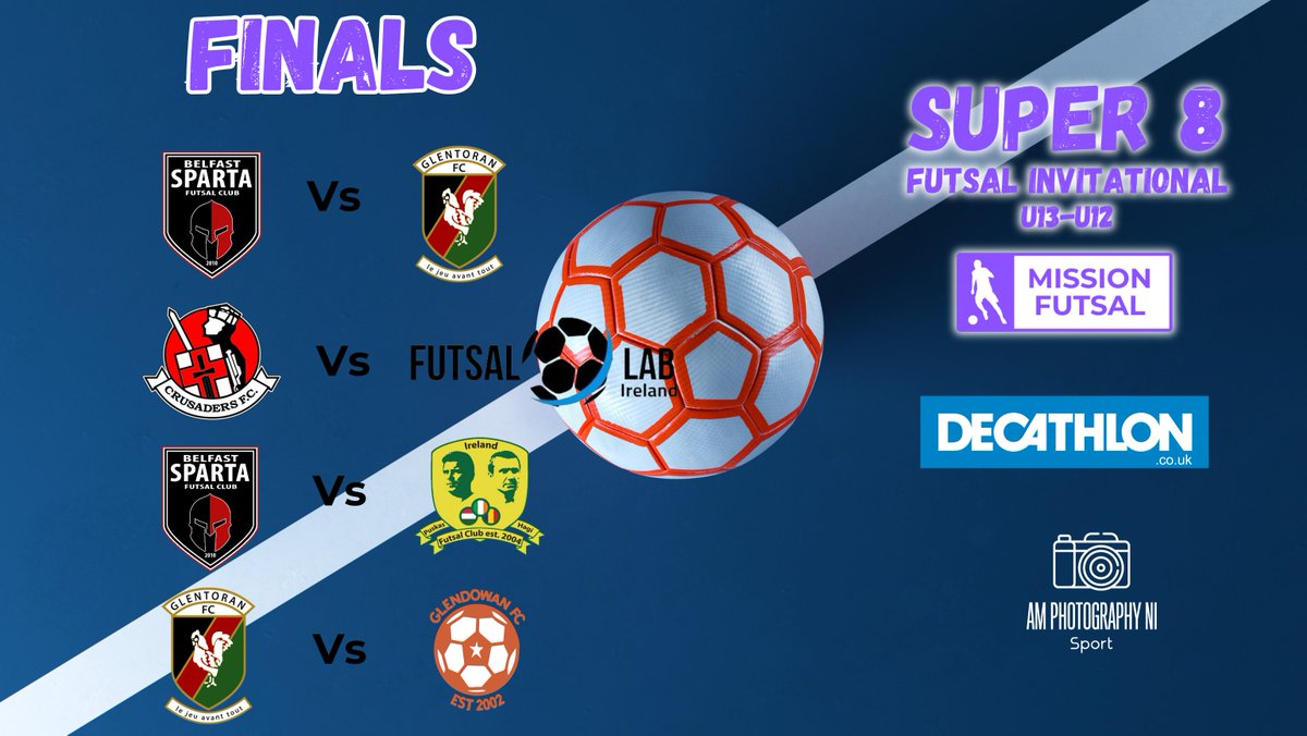 Mission Futsal (@missionfutsal) on Twitter photo Finals night #1
<a href="/spartabelfast/">Sparta Belfast Futsal Club</a> take on <a href="/TheGlensAcademy/">Glentoran Academy</a> 2011s and Crusaders Colts 2011 play Futsal Lab Ireland tonight in the first two league cup finals.
A big thank you to the teams & our sponsors <a href="/DecathlonUK/">Decathlon UK</a> and <a href="/AMPhotoNI_Sport/">AMPhotographyNI_Sport</a>
#futsal #youthfutsal Finals night #1
<a href="/spartabelfast/">Sparta Belfast Futsal Club</a> take on <a href="/TheGlensAcademy/">Glentoran Academy</a> 2011s and Crusaders Colts 2011 play Futsal Lab Ireland tonight in the first two league cup finals.
A big thank you to the teams & our sponsors <a href="/DecathlonUK/">Decathlon UK</a> and <a href="/AMPhotoNI_Sport/">AMPhotographyNI_Sport</a>
#futsal #youthfutsal