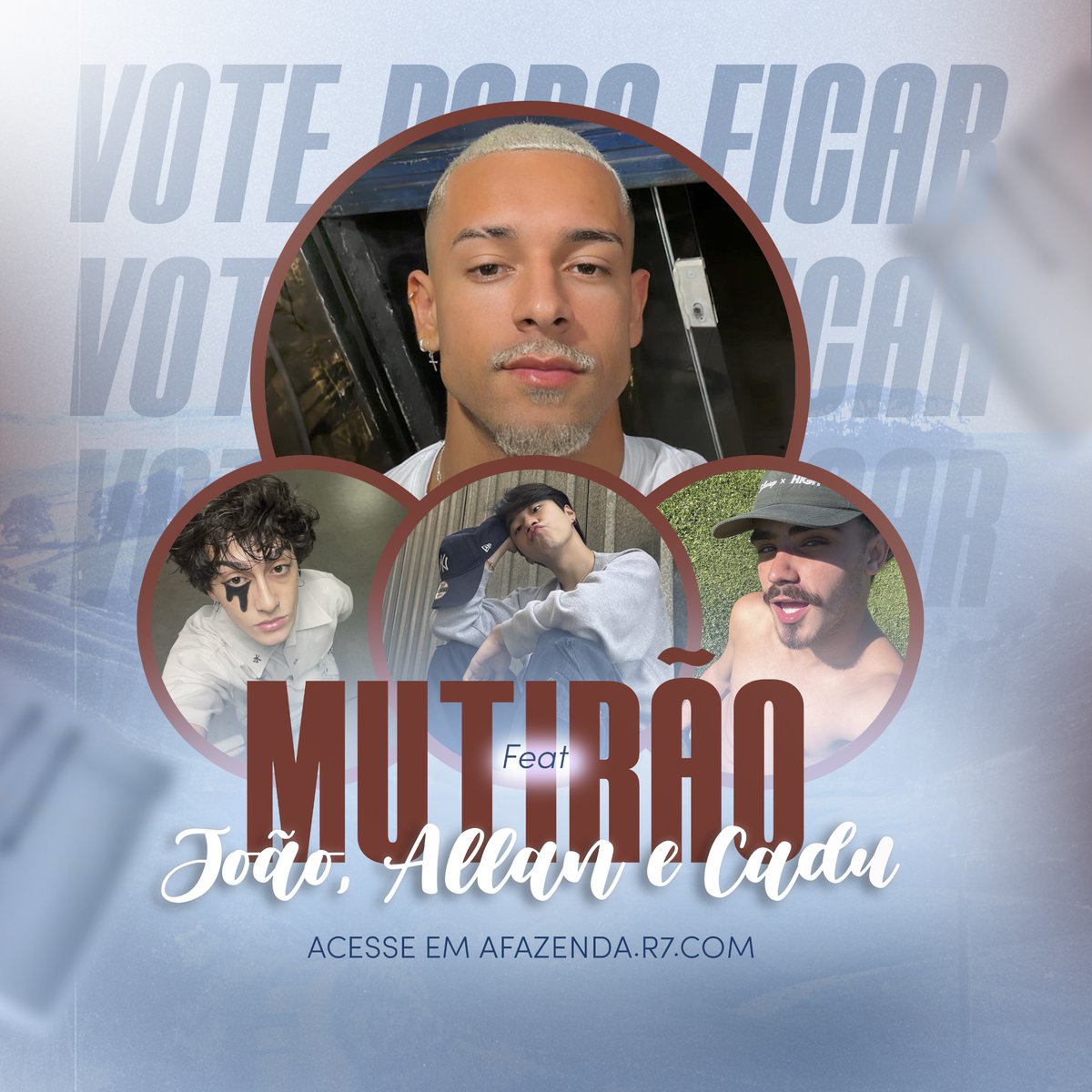 🫶🏼 MUTIRÃO FEAT. @ttdoj0a0zinh0 @allanjeon1 & @cadulindnerr INICIADO 🫶🏼 📲 A cada 15 votos, comente um EMOJI. ⏰ ENCERRA 21H. 🚨 O voto é para FICAR, votem no WL! 🎯 META 1000 VOTOS POR PESSOA! 📲 Link: afazenda.r7.com/a-fazenda-15