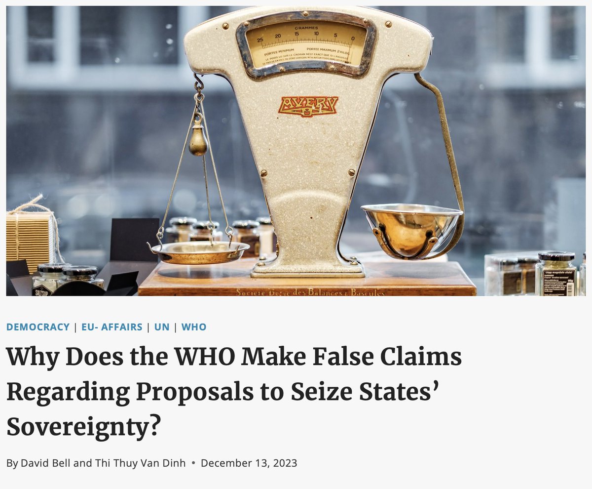 📚New article on CHD Europe with translations 💫

“Why Does the WHO Make False Claims Regarding Proposals to Seize States’ Sovereignty?"

David Bell and Thi Thuy Van Dinh
December 13, 2023

📚 Read the article here:
childrenshealthdefense.eu/eu-affairs/why…