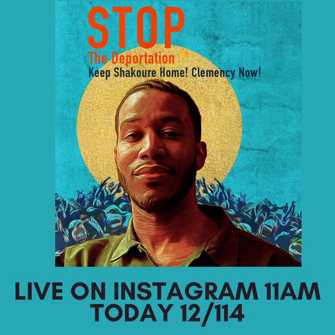If you can't be there in person, you can support Shakoure by signing the petition & watching the livestream on Instagram @immigrationcoalition Today 12/14 11am Sign & share the petition to #KeepShakoureHome campaigns.organizefor.org/petitions/stop…