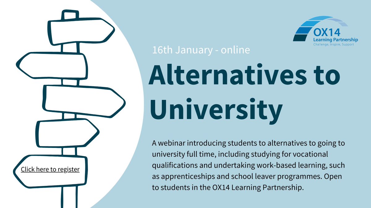 This student webinar is now open for booking. A really useful starting point when making future choices. Open to partner schools. #challengeinspiresupport #options