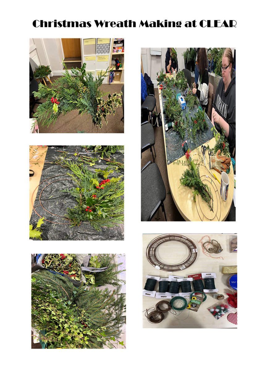 Personalised Christmas Project Great interest in the Wreath making session at CLEAR, the clients did an amazing job and took their finished wreaths home