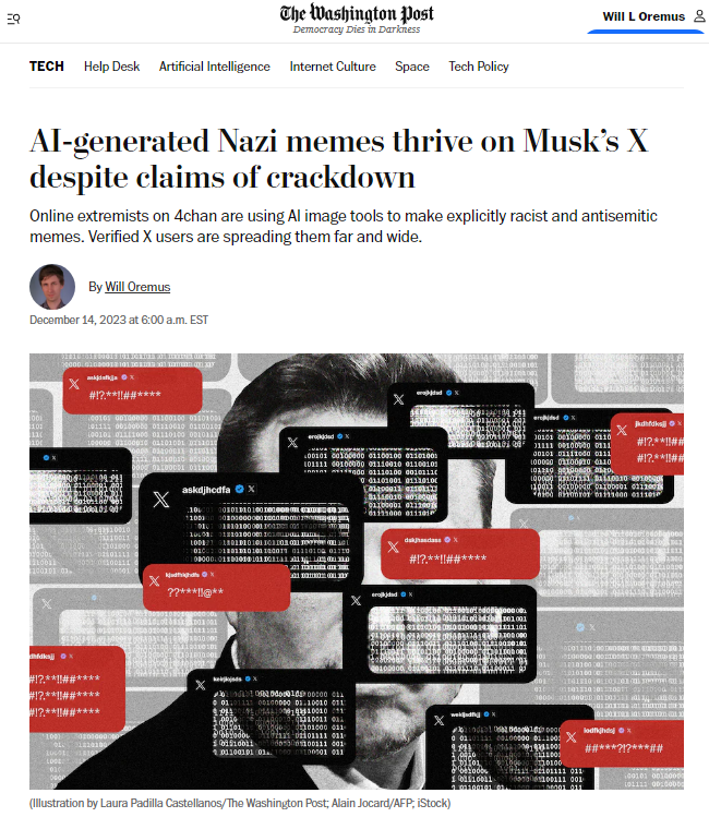The era of AI-generated hate speech has arrived. And verified accounts are spreading it on X. washingtonpost.com/technology/202…