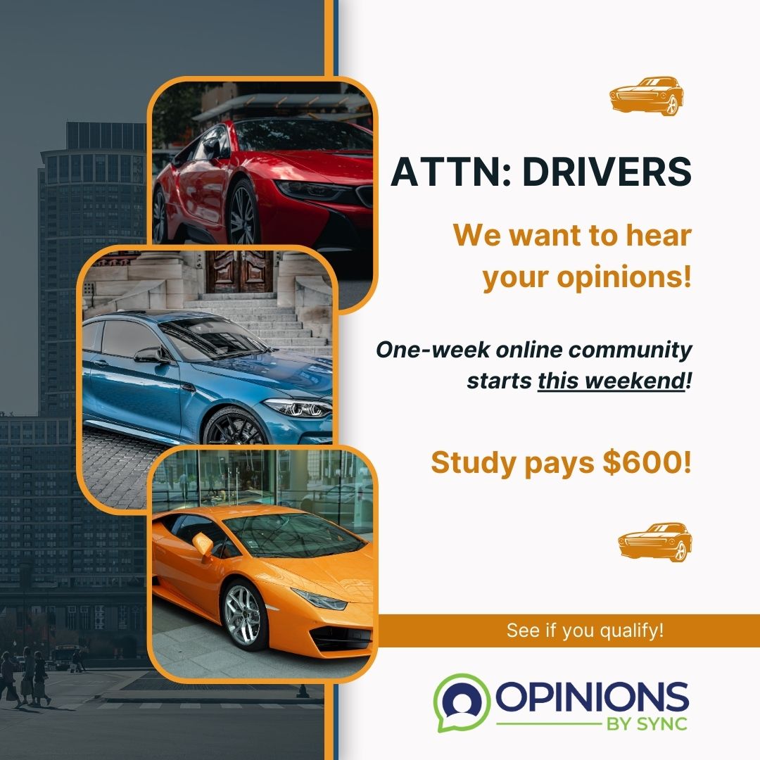 Looking for vehicle owners to participate in an online community starting this weekend. Study pays $600! See if you qualify: community.opinionsbysync.com/s/vehicles
#cars #carowners #carownership #vroomvroom