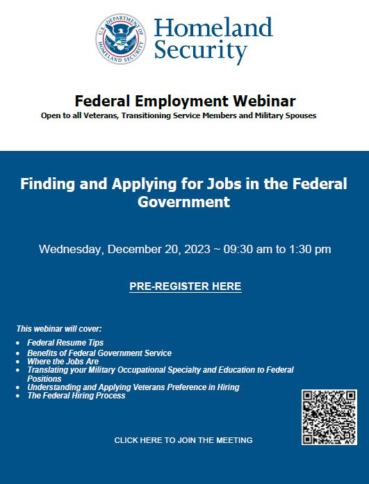 M4L_Network's tweet image. The Department of Homeland Security has another opportunity to explore federal employment opportunities. Don&apos;t miss out! Register and check out the event details here:

ms.spr.ly/6015iV4WF  

#FederalEmployment 
#WarriorsConnected 
#M4LNetwork