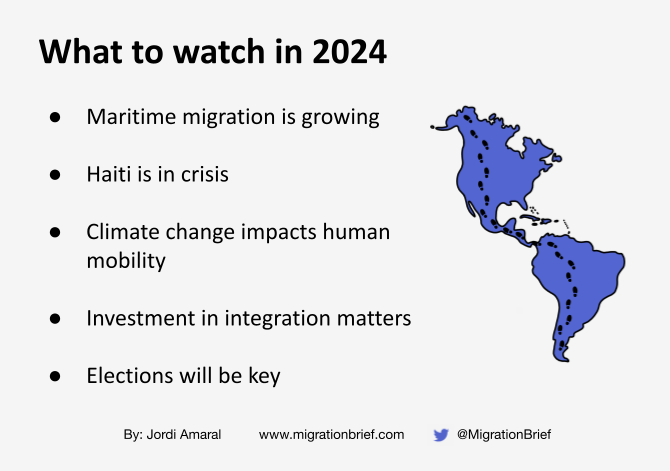 New special edition of @MigrationBrief out today to close out the year and think about what's to come: 5 migration trends in the Americas to watch in 2024 migrationbrief.com/p/5-migration-…