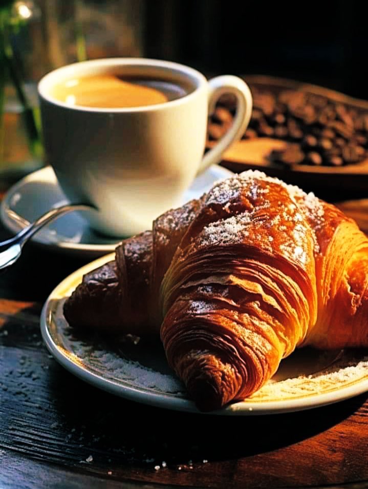 chillin’ with my coffee and croissant on this dope morning. Thinking ‘bout my goals.. #MorningThoughts