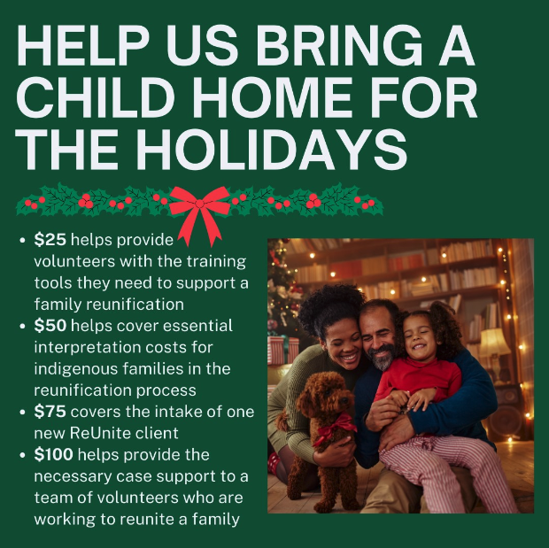 Our ReUnite program works tirelessly to secure the release of unaccompanied immigrant children in U.S. government detention. Your donation can help expedite the process of securing the child's release. Help us bring a child home for the holidays! vecina.org/giving #reunite