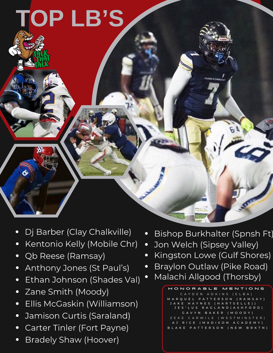 Down South (@downsouthfb1) on Twitter photo This one for the Huncho’s‼️ Bama has produced Linebackers for generations!! Come get you one 😤
<a href="/DJ_Barber6/">D’Angelo Barber</a> <a href="/4Scoo/">Kentonio Kelly Jr.</a> <a href="/qb_reese/">QB REESE</a> <a href="/Tank_Jones251/">✪ Anthony “Tank” Jones ✪</a> <a href="/EthanJohnson055/">Ethan“Ace♠️”Johnson</a> <a href="/Zane14Smith/">Zane Smith</a> <a href="/mcgaskin_ellis/">Ellis “Golden Child” Mcgaskin</a> <a href="/JamoWho/">Jamison Curtis (Jamo) 💫</a> <a href="/carter_tinker/">Carter Tinker</a> @Bradley_Shaw7 <a href="/BishopBurk_/">Bishop Burkhalter</a> <a href="/jon__welch32/">Jon Welch</a> <a href="/lowe_kingston/">Kingston Lowe</a> <a href="/B__Law5/">Braylon Outlaw</a> This one for the Huncho’s‼️ Bama has produced Linebackers for generations!! Come get you one 😤
<a href="/DJ_Barber6/">D’Angelo Barber</a> <a href="/4Scoo/">Kentonio Kelly Jr.</a> <a href="/qb_reese/">QB REESE</a> <a href="/Tank_Jones251/">✪ Anthony “Tank” Jones ✪</a> <a href="/EthanJohnson055/">Ethan“Ace♠️”Johnson</a> <a href="/Zane14Smith/">Zane Smith</a> <a href="/mcgaskin_ellis/">Ellis “Golden Child” Mcgaskin</a> <a href="/JamoWho/">Jamison Curtis (Jamo) 💫</a> <a href="/carter_tinker/">Carter Tinker</a> @Bradley_Shaw7 <a href="/BishopBurk_/">Bishop Burkhalter</a> <a href="/jon__welch32/">Jon Welch</a> <a href="/lowe_kingston/">Kingston Lowe</a> <a href="/B__Law5/">Braylon Outlaw</a>