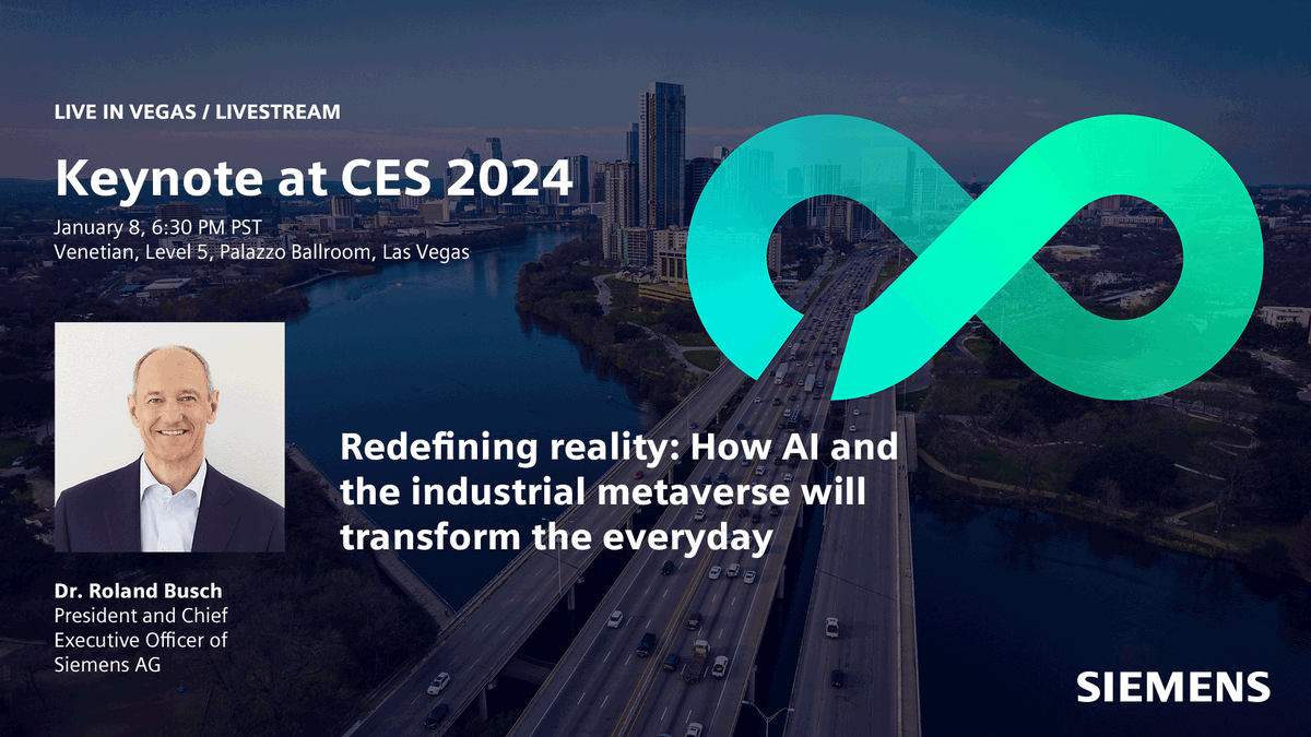 I will be at #CES2024 -- who will I see there?  
Learn more about Siemens' keynote and what we are doing at CES ➡️ sie.ag/75p6EG