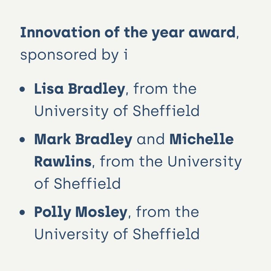 We're incredibly proud to announce that the nominees for this year's @NCTJ_news innovation of the year award are *all* Sheffield Journos! Congratulations to @SheffUniJourno, @lisabjourno, @Mrawlins1974 and @PollyRippon. We've got our fingers and toes crossed 🤞