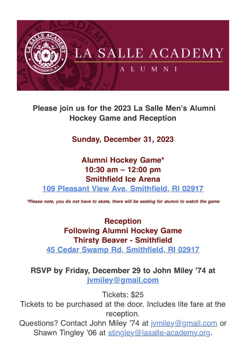 shawn_tingley's tweet image. LSA Hockey Alumni Game on 12/31