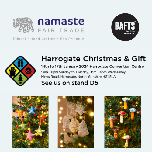 Namaste Fair Trade is exhibiting at Harrogate Christmas &amp; Gift. Make sure to attend from 14-17 January 2024. linkedin.com/events/harroga…
