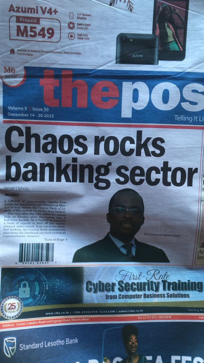 Central bank of Lesotho has gone down

Many other banks went under this week BUT YOU WONT SEE THIS IN THE NEWS. 

US Banks owe about $700 Trillion in derivatives in a bad economic environment but BIDEN WANTS YOU TO BELIEVE ECONOMY US GREAT!

Blackrock and Vanguard can use