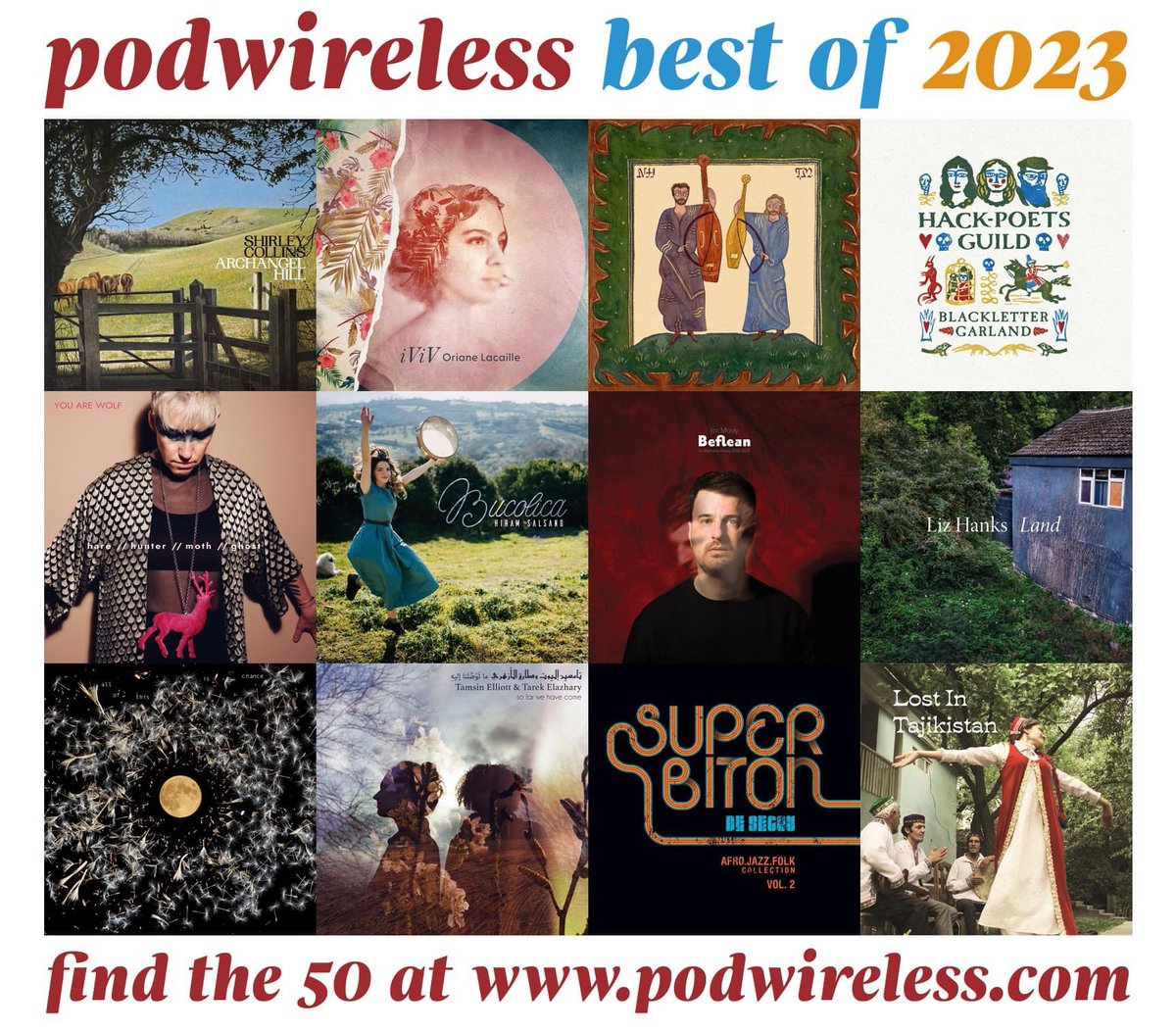Yer 'tis… THE BEST OF 2023 from the world of folk, roots music and associated weirdos… the annual Podwireless 50 Best Albums Of The Year from the more than 350 that got through the difficult first filter for Podwireless play during the year. podwirelesswords.com/2023/12/podwir…
