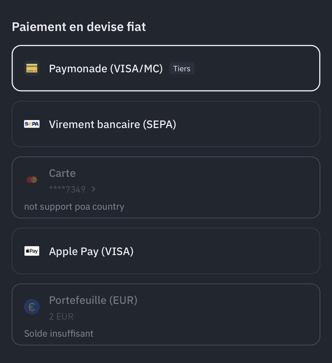 Lembryonn's tweet photo. @kentrellgil No, still can’t . Looks like Mastercard is not supported in my country anymore. https://t.co/zlNercRGsX